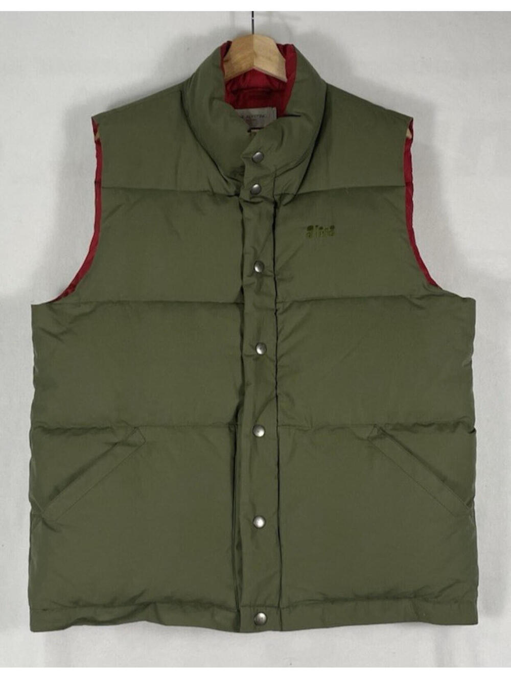 Alife New York Olive Green Down Feather Puffer Vest Sz L